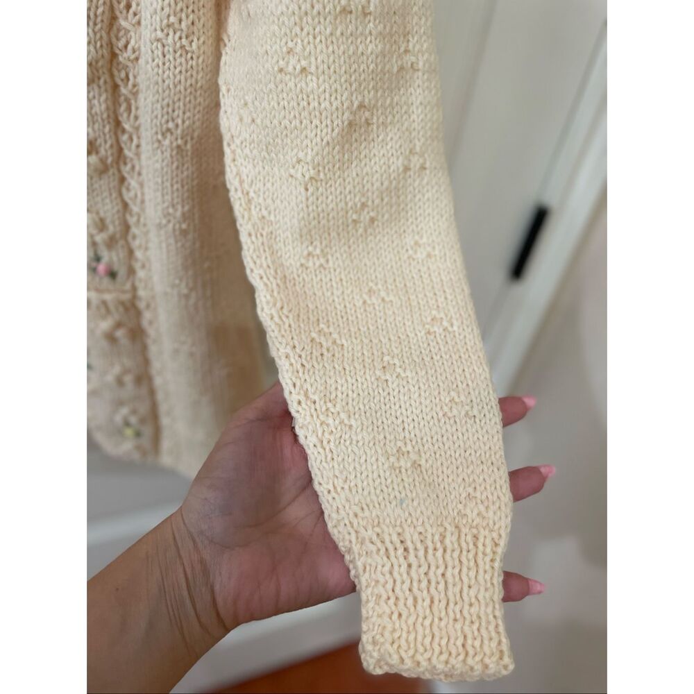 Smith's Bermuda cardigan is a cream-colored knit featuring delicate floral embro - Picture 6 of 9